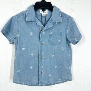 Miles the Label NWT 18 Month Blue Chambray‎ Short Sleeve Button Up Shirt Summer